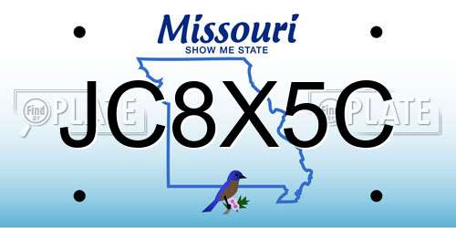 JC8X5C Missouri License Plate