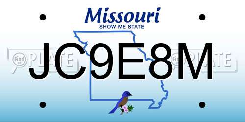 JC9E8M Missouri License Plate
