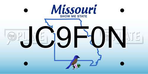 JC9F0N Missouri License Plate