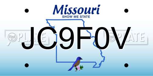 JC9F0V Missouri License Plate