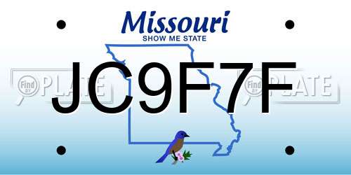 JC9F7F Missouri License Plate