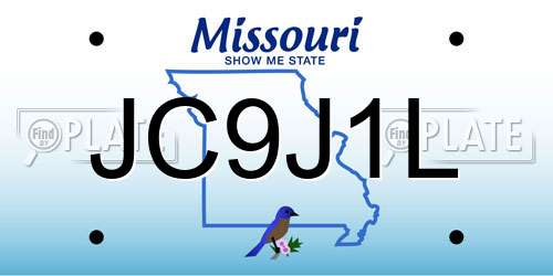 JC9J1L Missouri License Plate