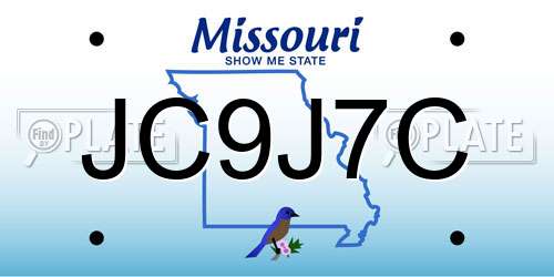 JC9J7C Missouri License Plate