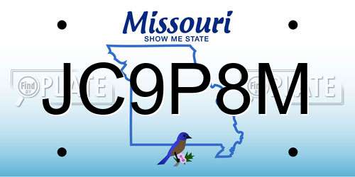 JC9P8M Missouri License Plate