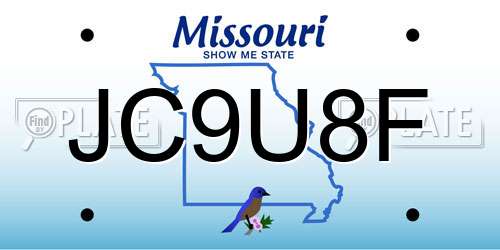 JC9U8F Missouri License Plate