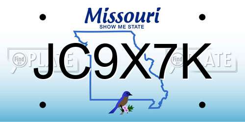 JC9X7K Missouri License Plate