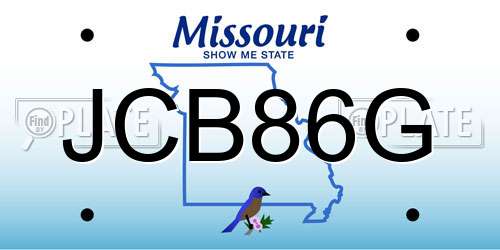 JCB86G Missouri License Plate