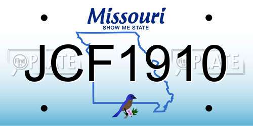 JCF1910 Missouri License Plate