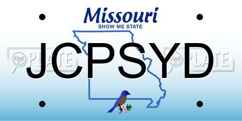 JCPSYD Missouri License Plate