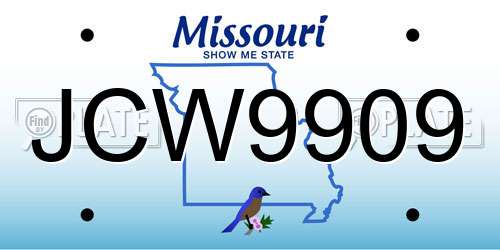 JCW9909 Missouri License Plate