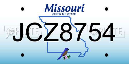 JCZ8754 Missouri License Plate