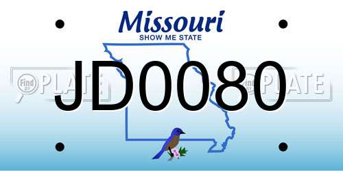 JD0080 Missouri License Plate