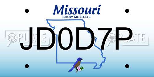 JD0D7P Missouri License Plate