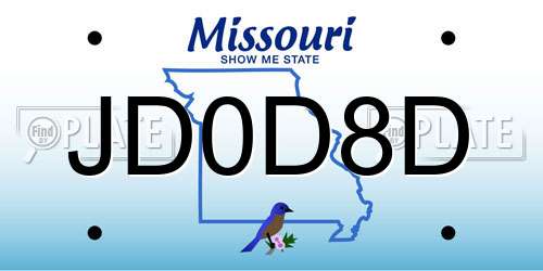 JD0D8D Missouri License Plate