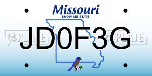 JD0F3G Missouri License Plate