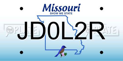 JD0L2R Missouri License Plate