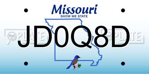 JD0Q8D Missouri License Plate