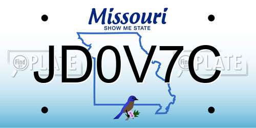 JD0V7C Missouri License Plate