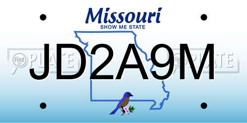 JD2A9M Missouri License Plate