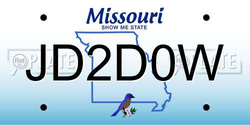 JD2D0W Missouri License Plate