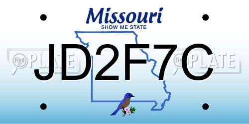 JD2F7C Missouri License Plate
