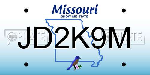 JD2K9M Missouri License Plate