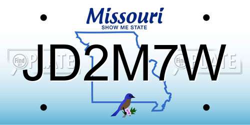JD2M7W Missouri License Plate