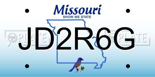 JD2R6G Missouri License Plate