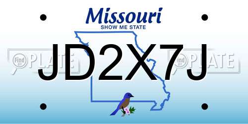 JD2X7J Missouri License Plate