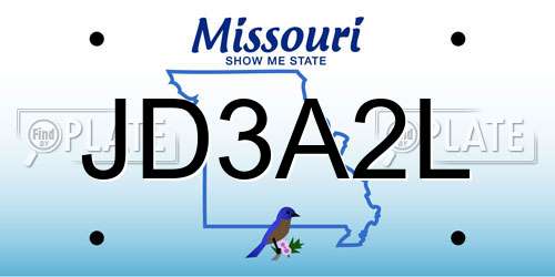 JD3A2L Missouri License Plate