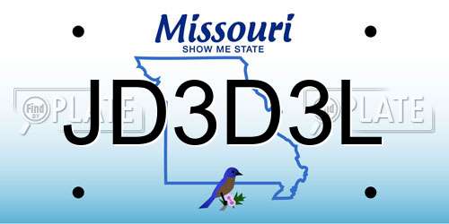 JD3D3L Missouri License Plate