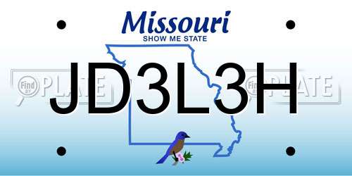 JD3L3H Missouri License Plate