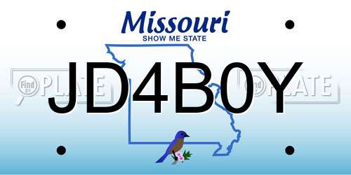 JD4B0Y Missouri License Plate