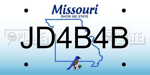 JD4B4B Missouri License Plate