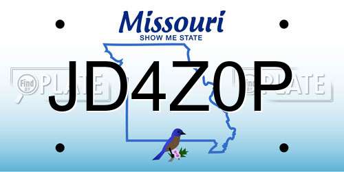 JD4Z0P Missouri License Plate