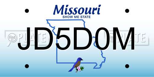 JD5D0M Missouri License Plate