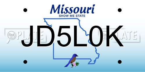 JD5L0K Missouri License Plate