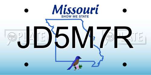 JD5M7R Missouri License Plate
