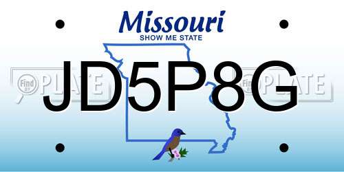 JD5P8G Missouri License Plate