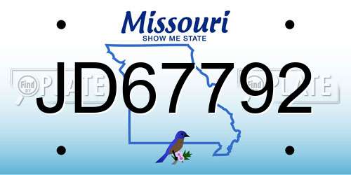 JD67792 Missouri License Plate