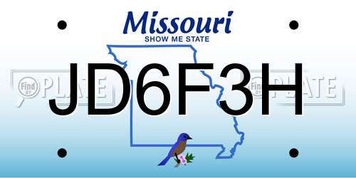 JD6F3H Missouri License Plate