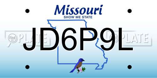 JD6P9L Missouri License Plate