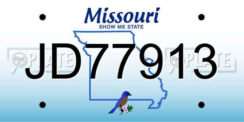 JD77913 Missouri License Plate