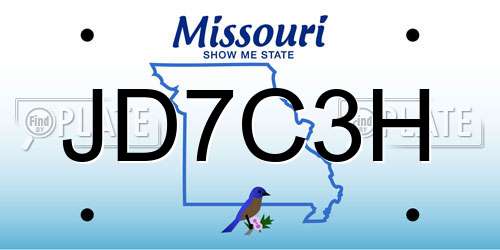 JD7C3H Missouri License Plate