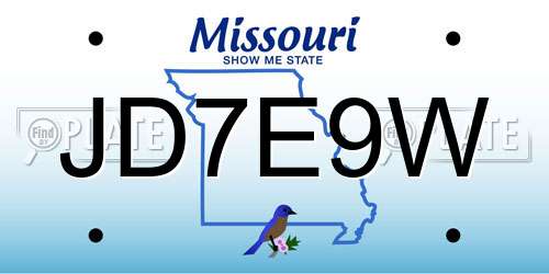 JD7E9W Missouri License Plate