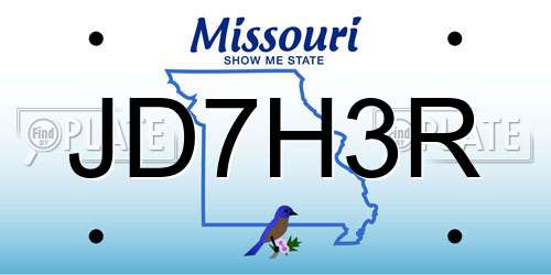 JD7H3R Missouri License Plate