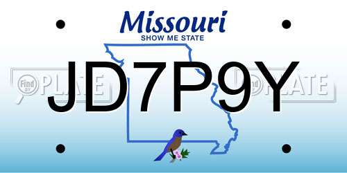 JD7P9Y Missouri License Plate