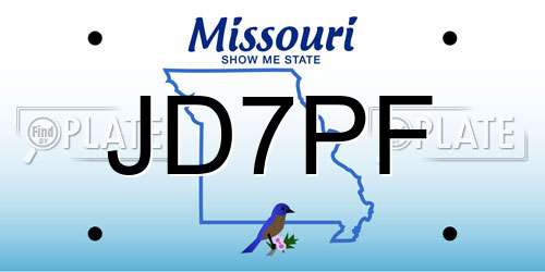JD7PF Missouri License Plate