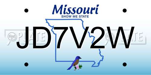 JD7V2W Missouri License Plate
