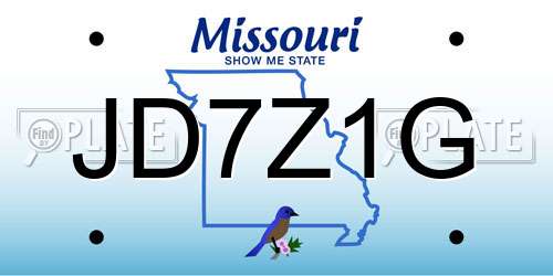 JD7Z1G Missouri License Plate